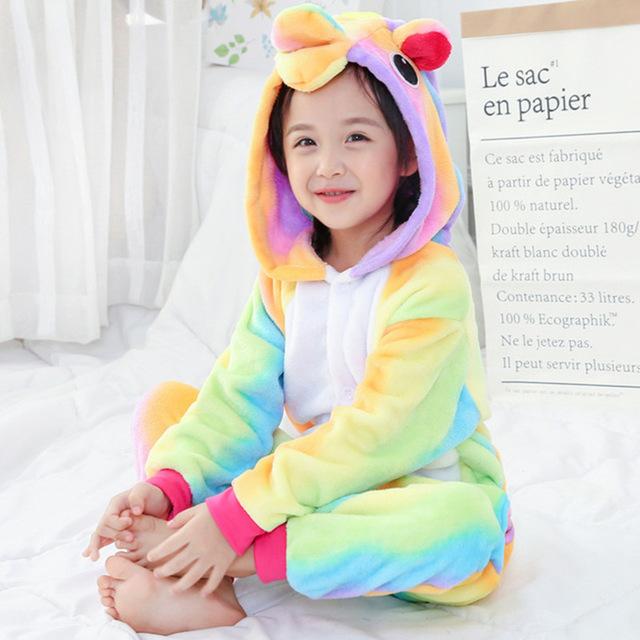 Children's Pajamas for Boys Girls Unicorn Pajamas Flannel Kids Stich Pijamas Set Animal Sleepwear Winter Onesies Kigurumi  4-12