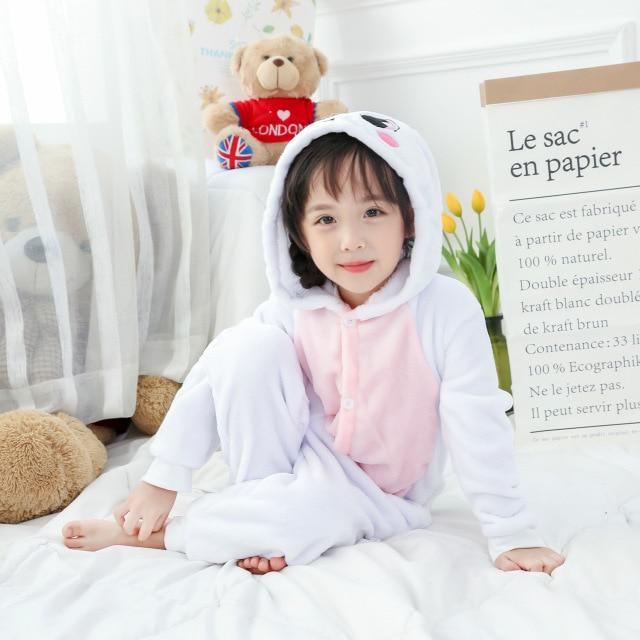 Children's Pajamas for Boys Girls Unicorn Pajamas Flannel Kids Stich Pijamas Set Animal Sleepwear Winter Onesies Kigurumi  4-12