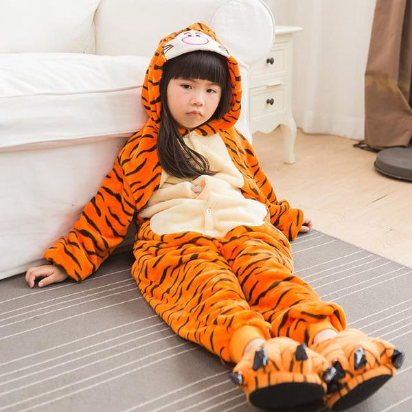 Children's Pajamas for Boys Girls Unicorn Pajamas Flannel Kids Stich Pijamas Set Animal Sleepwear Winter Onesies Kigurumi  4-12