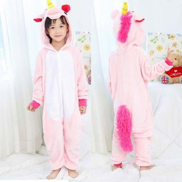 Children's Pajamas for Boys Girls Unicorn Pajamas Flannel Kids Stich Pijamas Set Animal Sleepwear Winter Onesies Kigurumi  4-12