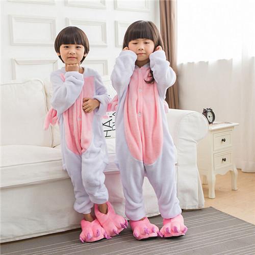 Children's Pajamas for Boys Girls Unicorn Pajamas Flannel Kids Stich Pijamas Set Animal Sleepwear Winter Onesies Kigurumi  4-12