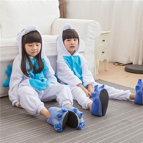 Children's Pajamas for Boys Girls Unicorn Pajamas Flannel Kids Stich Pijamas Set Animal Sleepwear Winter Onesies Kigurumi  4-12