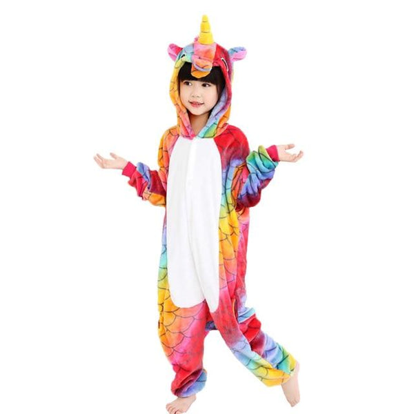 Children's Pajamas for Boys Girls Unicorn Pajamas Flannel Kids Stich Pijamas Set Animal Sleepwear Winter Onesies Kigurumi  4-12