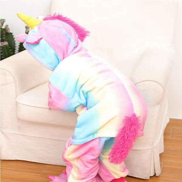 Flannel Children kigurumi Pajamas Set Winter Hooded Animal Unicorn Pikachu Stitch Kids Pajamas For Boys Girls Sleepwear Onesies