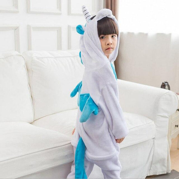 Flannel Children kigurumi Pajamas Set Winter Hooded Animal Unicorn Pikachu Stitch Kids Pajamas For Boys Girls Sleepwear Onesies
