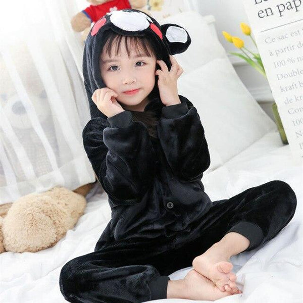 Flannel Children kigurumi Pajamas Set Winter Hooded Animal Unicorn Pikachu Stitch Kids Pajamas For Boys Girls Sleepwear Onesies