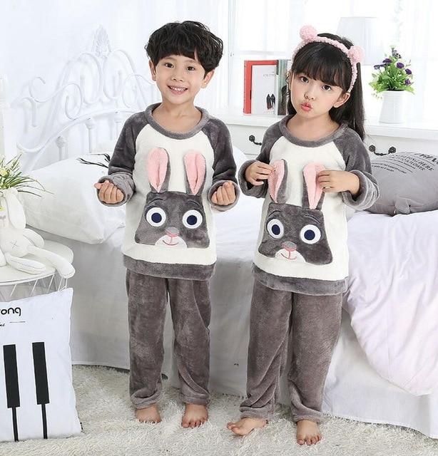 Winter Children Fleece Pajamas Warm Flannel Sleepwear Girls Loungewear Coral Fleece Kids pijamas Homewear Boys Pyjama HVNU11