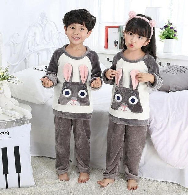 Winter Children Fleece Pajamas Warm Flannel Sleepwear Girls Loungewear Coral Fleece Kids pijamas Homewear Boys Pyjama HVNU11