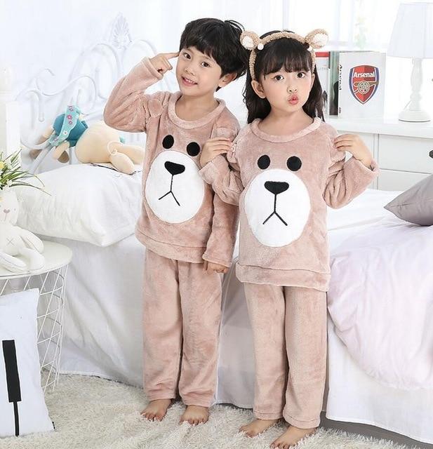 Winter Children Fleece Pajamas Warm Flannel Sleepwear Girls Loungewear Coral Fleece Kids pijamas Homewear Boys Pyjama HVNU11
