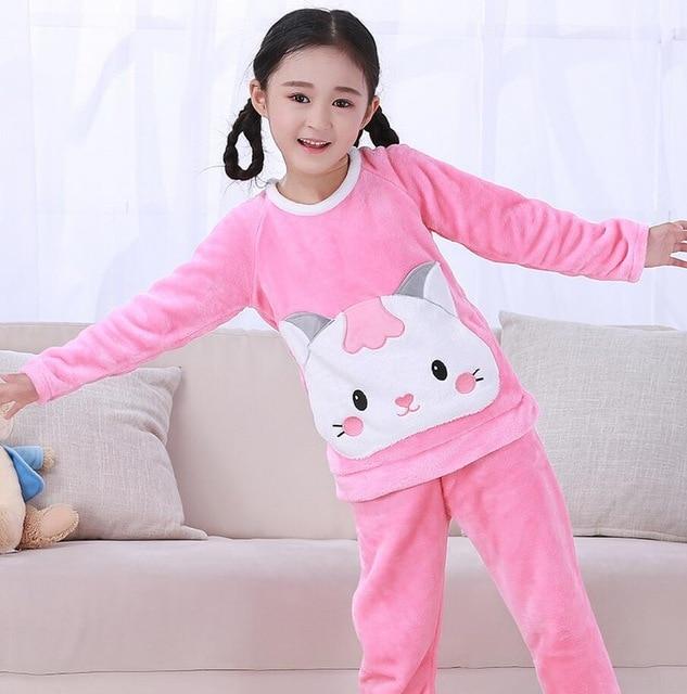 Winter Children Fleece Pajamas Warm Flannel Sleepwear Girls Loungewear Coral Fleece Kids pijamas Homewear Boys Pyjama HVNU11