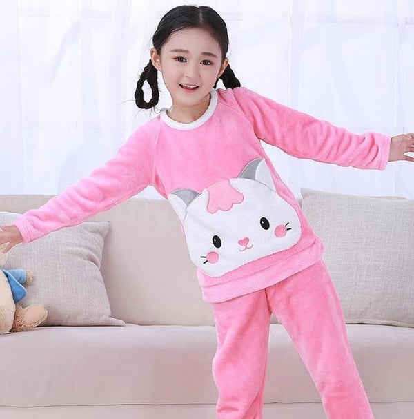 Winter Children Fleece Pajamas Warm Flannel Sleepwear Girls Loungewear Coral Fleece Kids pijamas Homewear Boys Pyjama HVNU11