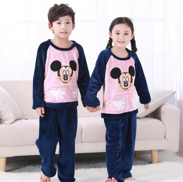 Winter Children Fleece Pajamas Warm Flannel Sleepwear Girls Loungewear Coral Fleece Kids pijamas Homewear Boys Pyjama HVNU11