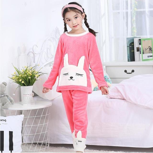 Winter Children Fleece Pajamas Warm Flannel Sleepwear Girls Loungewear Coral Fleece Kids pijamas Homewear Boys Pyjama HVNU11
