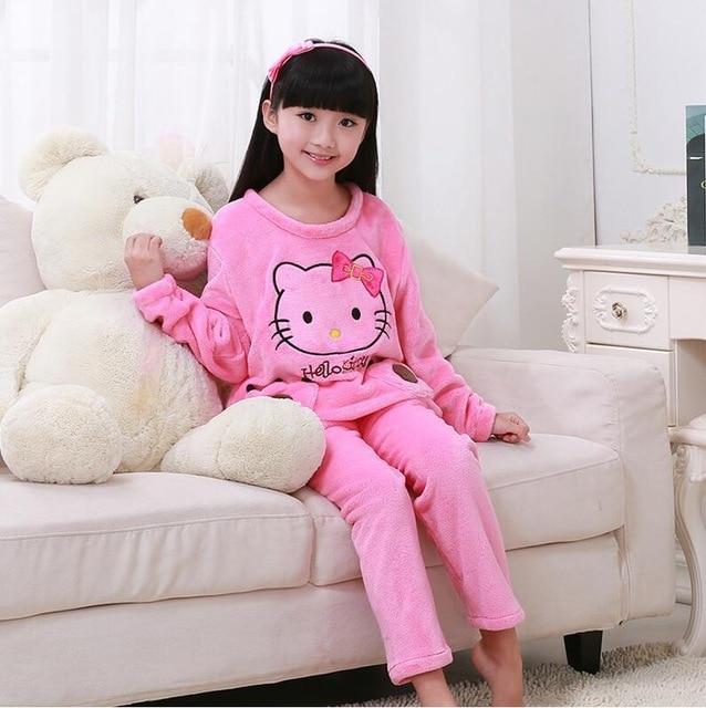 Winter Children Fleece Pajamas Warm Flannel Sleepwear Girls Loungewear Coral Fleece Kids pijamas Homewear Boys Pyjama HVNU11