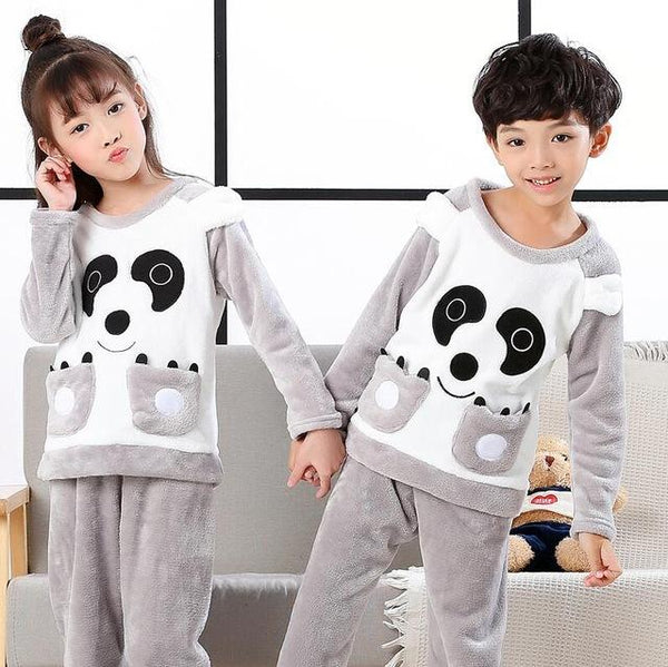 Winter Children Fleece Pajamas Warm Flannel Sleepwear Girls Loungewear Coral Fleece Kids pijamas Homewear Boys Pyjama HVNU11