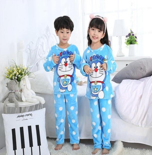 Winter Children Fleece Pajamas Warm Flannel Sleepwear Girls Loungewear Coral Fleece Kids pijamas Homewear Boys Pyjama HVNU11