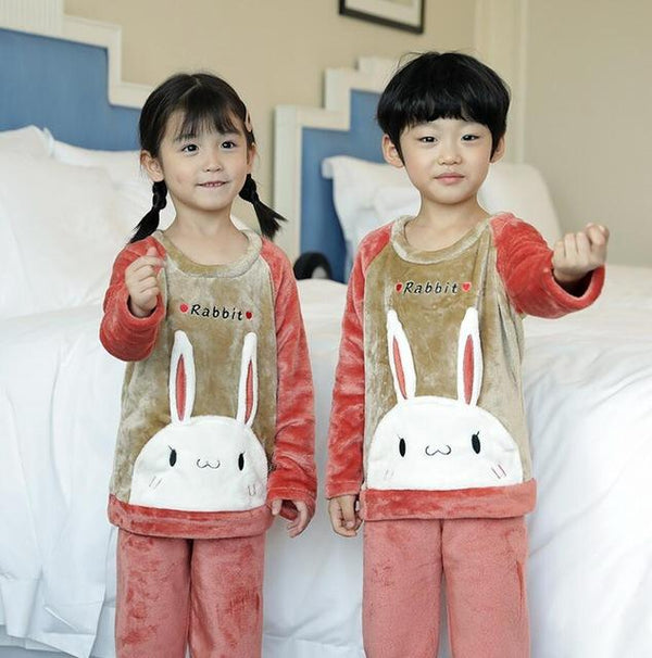Winter Children Fleece Pajamas Warm Flannel Sleepwear Girls Loungewear Coral Fleece Kids pijamas Homewear Boys Pyjama HVNU11