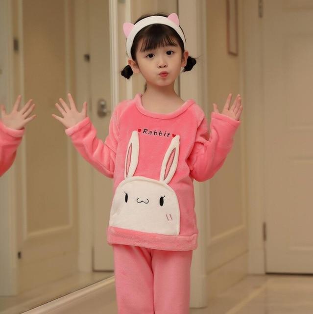 Winter Children Fleece Pajamas Warm Flannel Sleepwear Girls Loungewear Coral Fleece Kids pijamas Homewear Boys Pyjama HVNU11