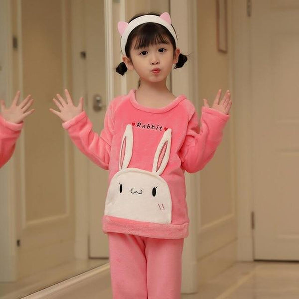Winter Children Fleece Pajamas Warm Flannel Sleepwear Girls Loungewear Coral Fleece Kids pijamas Homewear Boys Pyjama HVNU11