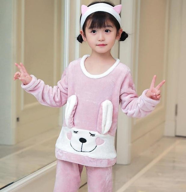 Winter Children Fleece Pajamas Warm Flannel Sleepwear Girls Loungewear Coral Fleece Kids pijamas Homewear Boys Pyjama HVNU11