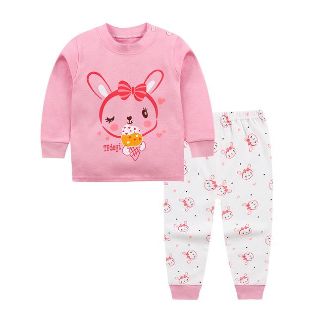 2018 Cute Kids pajamas set with long sleeves and long pants animal+cartoon printed for boys clothing set