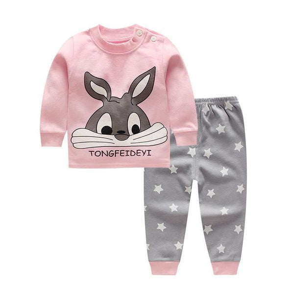 2018 Cute Kids pajamas set with long sleeves and long pants animal+cartoon printed for boys clothing set