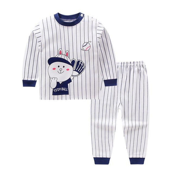 2018 Cute Kids pajamas set with long sleeves and long pants animal+cartoon printed for boys clothing set