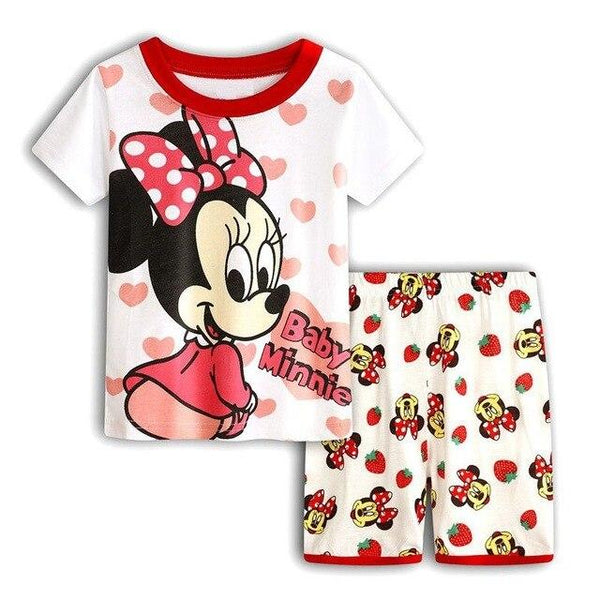 Retail! Children's pajamas Sets Summer Baby Girls pajamas Snow Queen cartoon Kids sleepwear short sleeve t-shirts+shorts suits