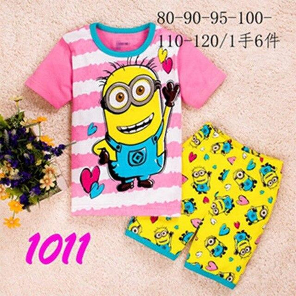 Retail! Children's pajamas Sets Summer Baby Girls pajamas Snow Queen cartoon Kids sleepwear short sleeve t-shirts+shorts suits