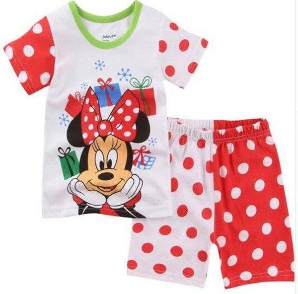 Retail! Children's pajamas Sets Summer Baby Girls pajamas Snow Queen cartoon Kids sleepwear short sleeve t-shirts+shorts suits