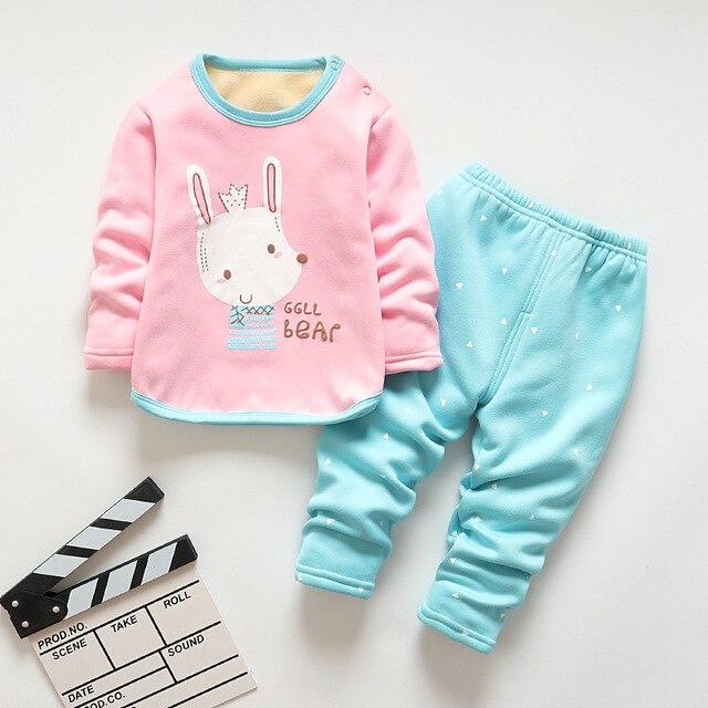 BibiCola winter kids sleepwear clothes sets  boys girls comfortable clothes kids warm thick shirts + pants pajamas clothing