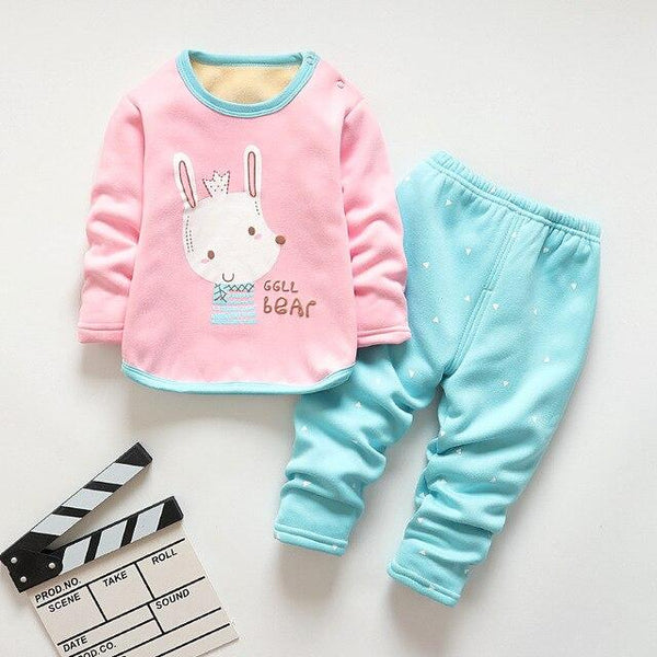 BibiCola winter kids sleepwear clothes sets  boys girls comfortable clothes kids warm thick shirts + pants pajamas clothing