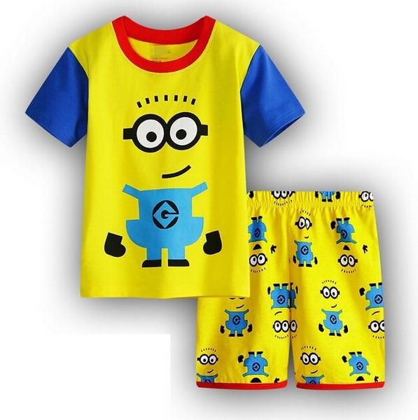 2016 New Arrival Summer Children Cartoon pyjamas Clothing Sets Boys Girls Short Sleeve T-shirt+shorts Suit Baby Kids Pajamas Set