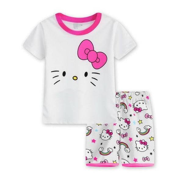 2016 New Arrival Summer Children Cartoon pyjamas Clothing Sets Boys Girls Short Sleeve T-shirt+shorts Suit Baby Kids Pajamas Set