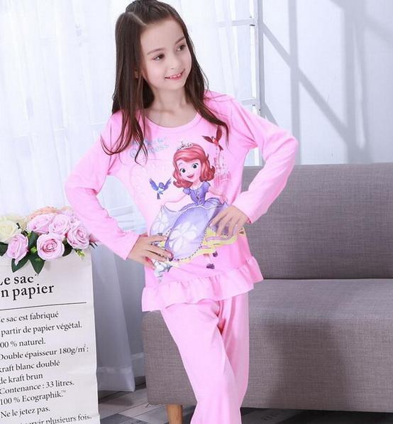 Children Pajamas Kids long Sleeve Cartoon home clothes Girl sleepwear Suit Lovely Child Garment baby Homewear for spring YW352