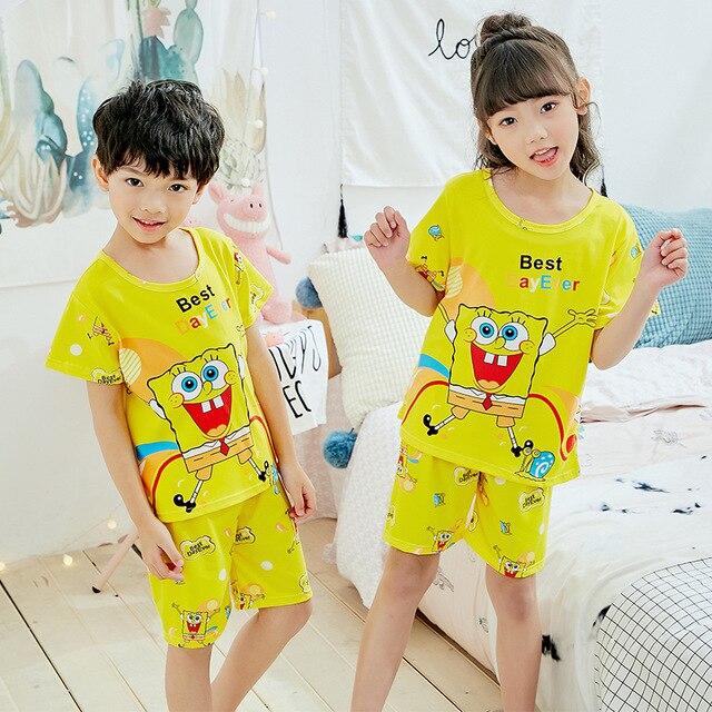 Pajamas children summer short sleeved Sleepwear Girls Lounge wear Kids cute pijamas Homewear Boys soft Pyjama 2019 new style