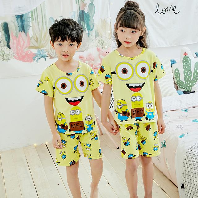 Pajamas children summer short sleeved Sleepwear Girls Lounge wear Kids cute pijamas Homewear Boys soft Pyjama 2019 new style