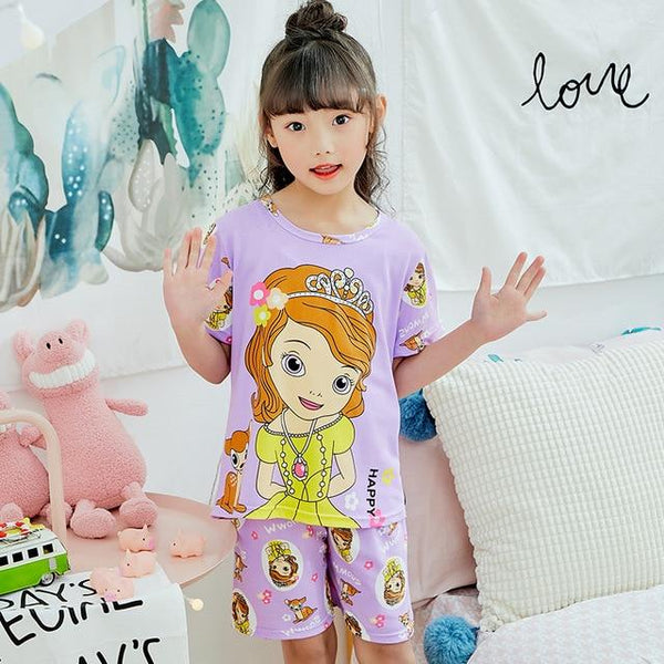 Pajamas children summer short sleeved Sleepwear Girls Lounge wear Kids cute pijamas Homewear Boys soft Pyjama 2019 new style