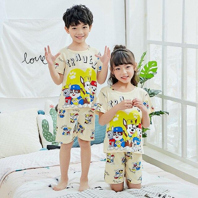 Pajamas children summer short sleeved Sleepwear Girls Lounge wear Kids cute pijamas Homewear Boys soft Pyjama 2019 new style