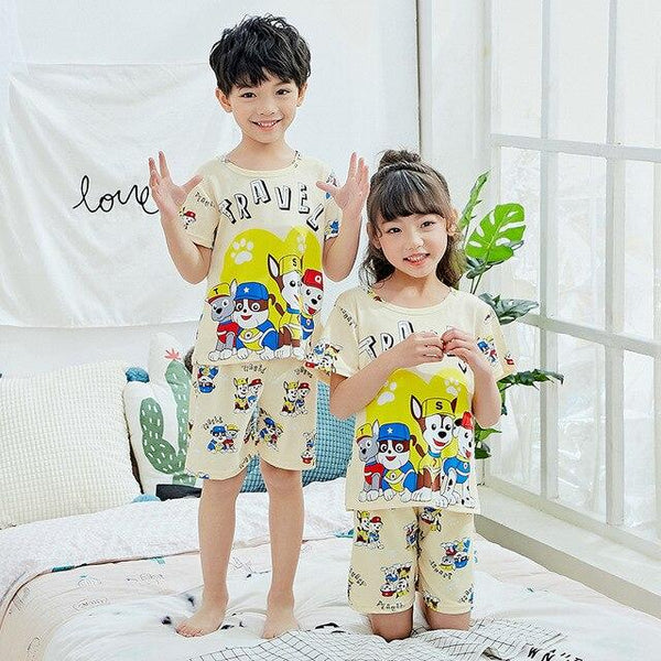 Pajamas children summer short sleeved Sleepwear Girls Lounge wear Kids cute pijamas Homewear Boys soft Pyjama 2019 new style
