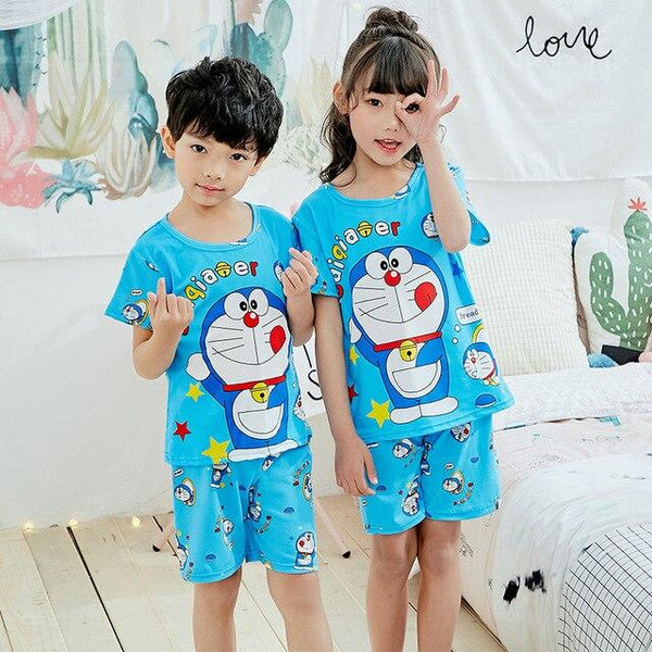 Pajamas children summer short sleeved Sleepwear Girls Lounge wear Kids cute pijamas Homewear Boys soft Pyjama 2019 new style