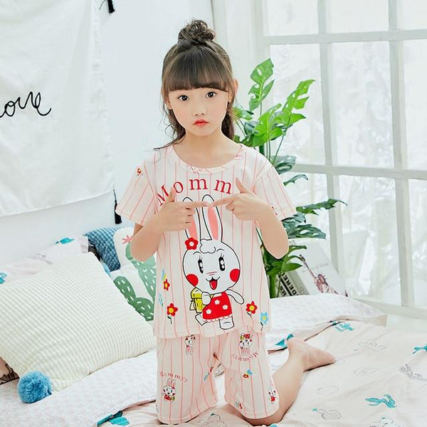 Pajamas children summer short sleeved Sleepwear Girls Lounge wear Kids cute pijamas Homewear Boys soft Pyjama 2019 new style