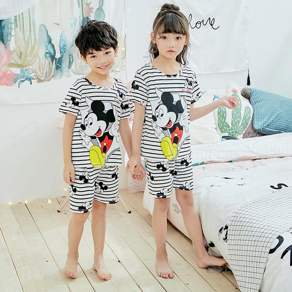 Pajamas children summer short sleeved Sleepwear Girls Lounge wear Kids cute pijamas Homewear Boys soft Pyjama 2019 new style