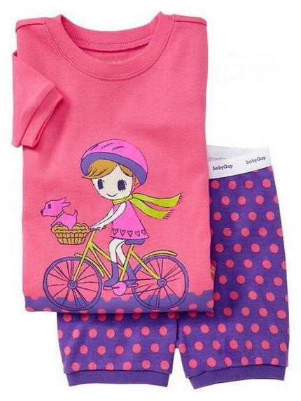 2018 Summer Children Cartoon Pyjamas Clothing Sets Boys Girls Short Sleeve Tops+Pants Suit Baby Kids Pajamas Set for 2-7T D53