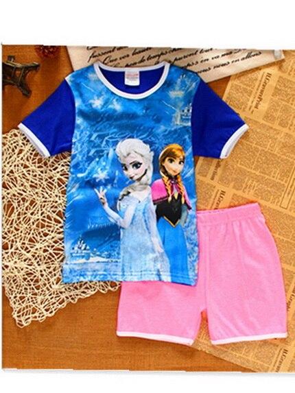 2018 Summer Children Cartoon Pyjamas Clothing Sets Boys Girls Short Sleeve Tops+Pants Suit Baby Kids Pajamas Set for 2-7T D53