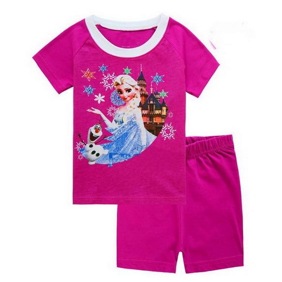 2018 Summer Children Cartoon Pyjamas Clothing Sets Boys Girls Short Sleeve Tops+Pants Suit Baby Kids Pajamas Set for 2-7T D53