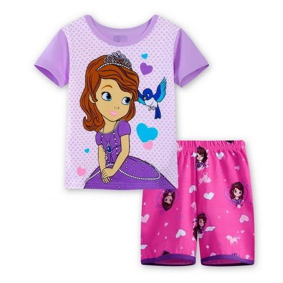 2018 Summer Children Cartoon Pyjamas Clothing Sets Boys Girls Short Sleeve Tops+Pants Suit Baby Kids Pajamas Set for 2-7T D53