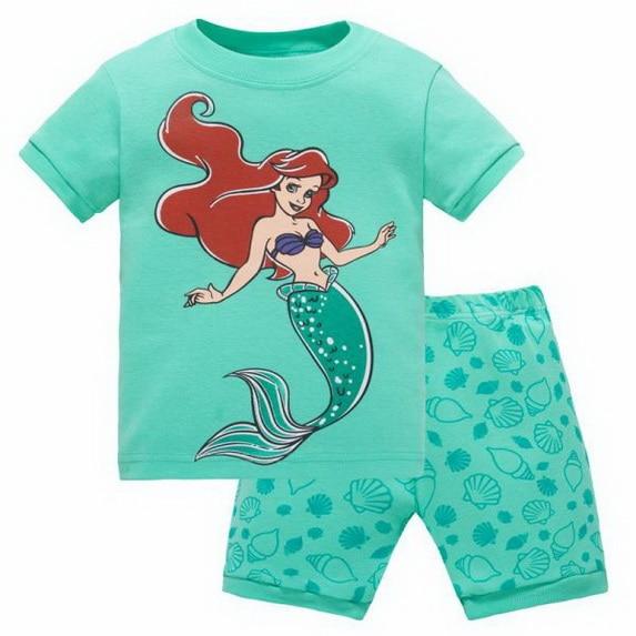 2018 Summer Children Cartoon Pyjamas Clothing Sets Boys Girls Short Sleeve Tops+Pants Suit Baby Kids Pajamas Set for 2-7T D53