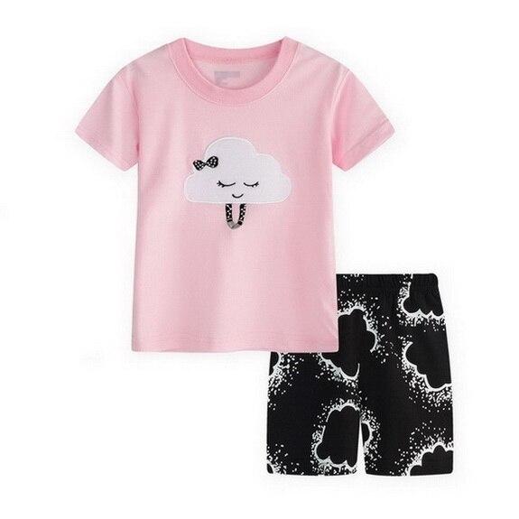 2018 Summer Children Cartoon Pyjamas Clothing Sets Boys Girls Short Sleeve Tops+Pants Suit Baby Kids Pajamas Set for 2-7T D53