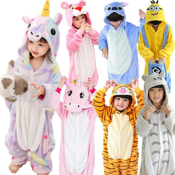 Children Flannel Pajamas Kids Winter Sleepwear Boys Onesies Girl Pajama Set Kigurumi Unicorn Pikachu Panda Giraffe Animal Pyjama
